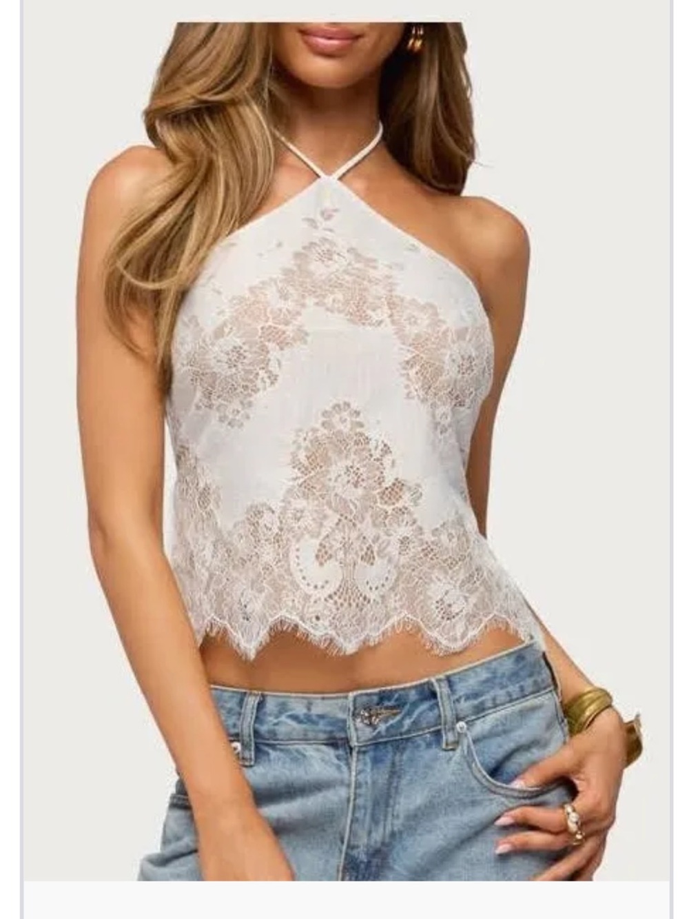 BNWT edikted yanitza open back white lace halter